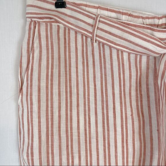 Vince Camuto 100% Linen Striped Cropped Belted Wide Leg Pants Women's XL NWT - Picture 5 of 7